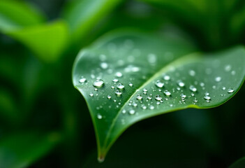 Fototapeta premium Water Droplets on Leaf