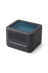 Hologram projector generating futuristic 3d images on transparent background