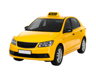 Yellow taxi car isolated on white background, city cab for urban transport.