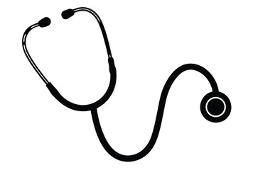 Medical stethoscope silhouette vector illustration simple flat icon design healthcare equipment symbol