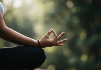Mudra Gesture with Hands during a Yoga Meditation a Concept for Spirituality Mindfulness and a Zen Practice