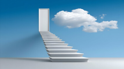 Obraz premium of crystal leading into the sky, ending at a floating mirror door