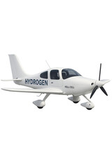 Fototapeta premium Hydrogen fuel cell powered airplane flying with transparent background