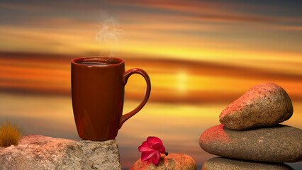cup of tea on the beach