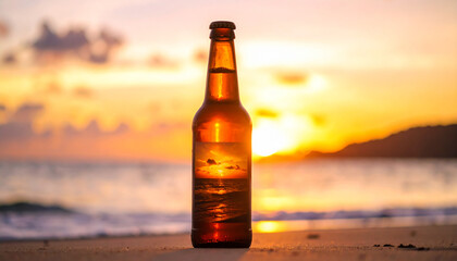 Craft Beer Bottle on Dark Background with Moody Lighting – Premium Alcohol Beverage Concept

