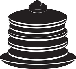 Delicious Breakfast Pancake Silhouette in Black | Flat Food Illustration Vector Format