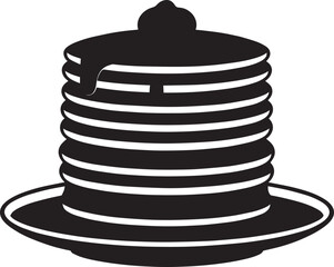 Delicious Breakfast Pancake Silhouette in Black | Flat Food Illustration Vector Format