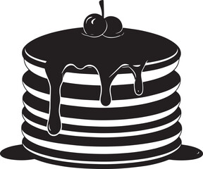 Delicious Breakfast Pancake Silhouette in Black | Flat Food Illustration Vector Format