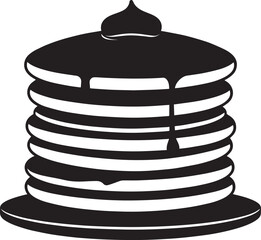 Delicious Breakfast Pancake Silhouette in Black | Flat Food Illustration Vector Format