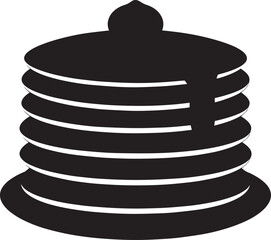 Delicious Breakfast Pancake Silhouette in Black | Flat Food Illustration Vector Format
