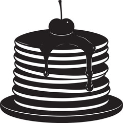 Delicious Breakfast Pancake Silhouette in Black | Flat Food Illustration Vector Format