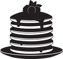 Delicious Breakfast Pancake Silhouette in Black | Flat Food Illustration Vector Format