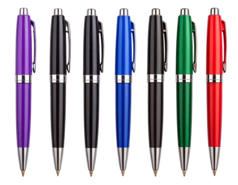 “Multicolor Ballpoint Pens Arranged in a Row, Transparent PNG”
