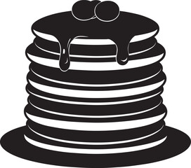 Delicious Breakfast Pancake Silhouette in Black | Flat Food Illustration Vector Format