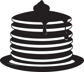 Delicious Breakfast Pancake Silhouette in Black | Flat Food Illustration Vector Format