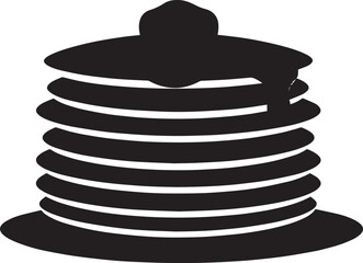 Delicious Breakfast Pancake Silhouette in Black | Flat Food Illustration Vector Format
