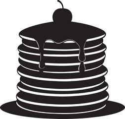 Delicious Breakfast Pancake Silhouette in Black | Flat Food Illustration Vector Format