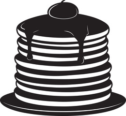 Delicious Breakfast Pancake Silhouette in Black | Flat Food Illustration Vector Format