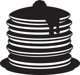 Delicious Breakfast Pancake Silhouette in Black | Flat Food Illustration Vector Format