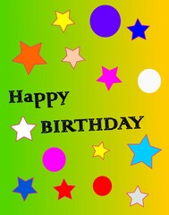 Gradient Happy Birthday Card with Colorful Stars