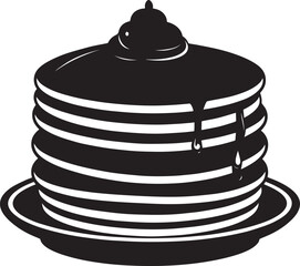 Delicious Breakfast Pancake Silhouette in Black | Flat Food Illustration Vector Format