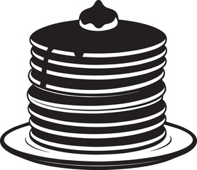 Delicious Breakfast Pancake Silhouette in Black | Flat Food Illustration Vector Format