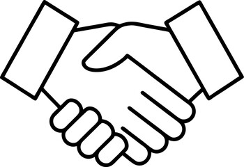 Handshake Outline Illustration in Black and White – Symbol of Unity and Agreement