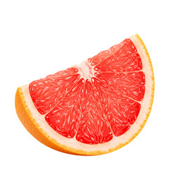 Red Grapefruit Slice on Black Background