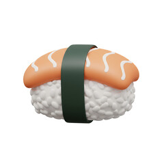 3D Render of Salmon Nigiri Sushi on Transparent Background