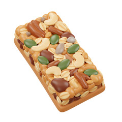 3D Render of a Nutty Granola Bar with Oats and Seeds