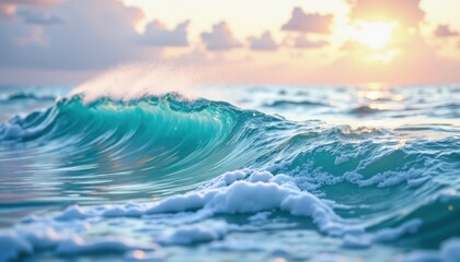 Ocean waves crashing at sunset tropical beach nature photography calm atmosphere close-up view serenity concept