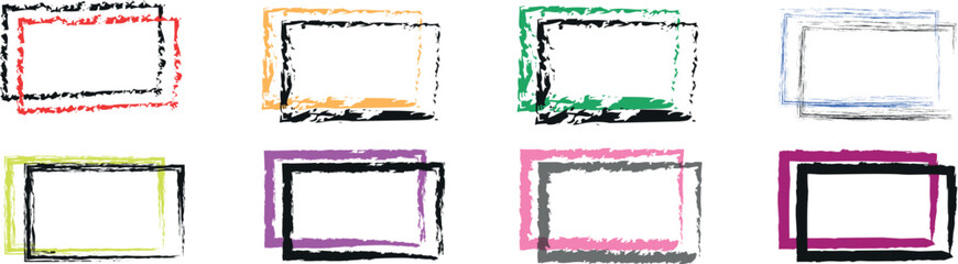 Creative Grunge-Inspired Brush Stroke and Frame Set – Colorful Paint Swatches, Boxes, and Artistic Lines in Diverse Shapes for Unique Visual Design