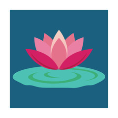 Pink lotus flower blooming on water lily pad
