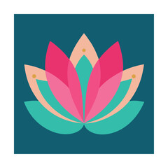Geometric lotus flower teal pink design