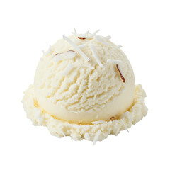 Creamy Coconut Ice Cream Scoop with Almond Flakes
