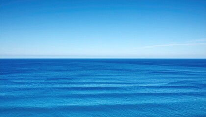 Fototapeta premium Serene Blue Ocean Under Clear Sky with Gentle Waves in Daylight