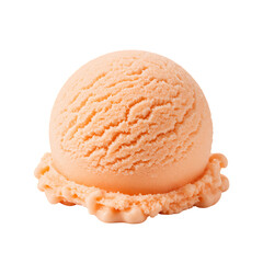Peach Ice Cream Scoop on Transparent Background