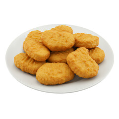 Golden Chicken Nuggets on White Plate