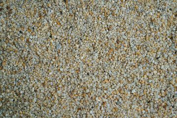 Pebble background. Beautiful creative natural background with visible little pebbles texture and rough uniform structure. Pebbles on the ground. Rough texture, construction material background