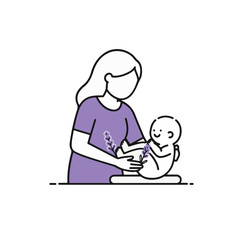 A tender moment between a mother and her baby, filled with love and care.