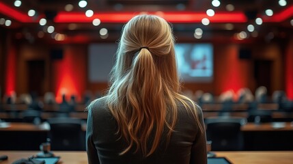 Speaker Addressing Audience at Conference