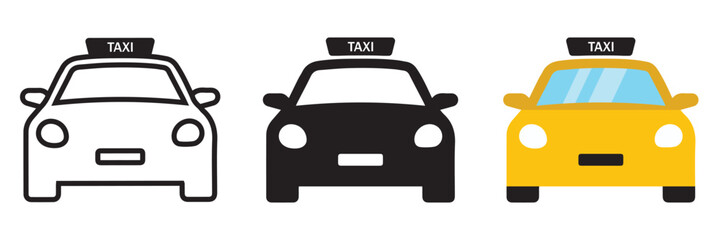 Taxi Service Icon Set – Modern Vector Symbols of Cab, Transport, and Ride Booking