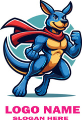  Kangaroo mascot logo Vector white background .