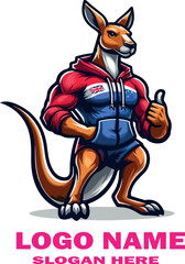  Kangaroo mascot logo Vector white background .