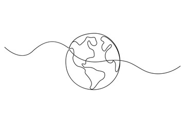Obraz premium One line editable drawing of planet Earth and sprouting plant symbolizing green eco friendly living 