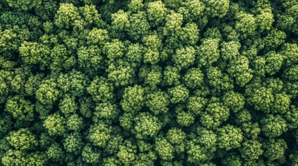 Aerial View of Lush Green Tree Canopy, Forest , Nature
