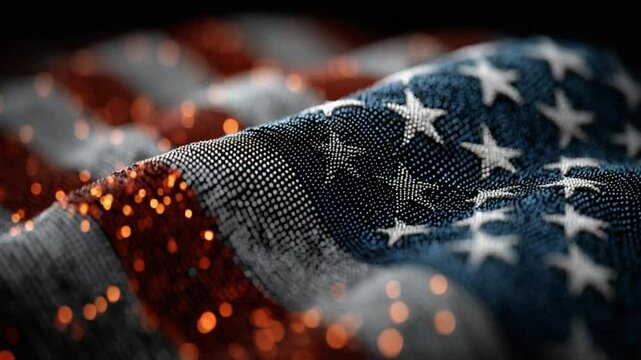 Abstract and Artistic Rendition of the American Flag with Bokeh Lights Effect