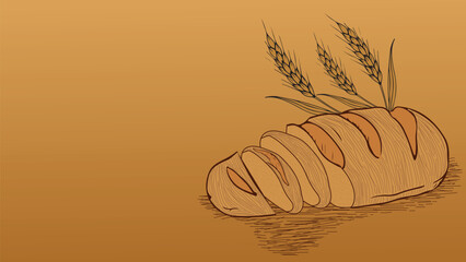 Fragrant bread with golden ears of grain