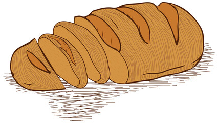 Illustration of fragrant freshly baked bread on a transparent background