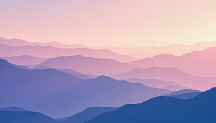 Fototapeta premium Serene sunrise over mountain ranges nature landscape tranquil environment aerial view dreamy concept